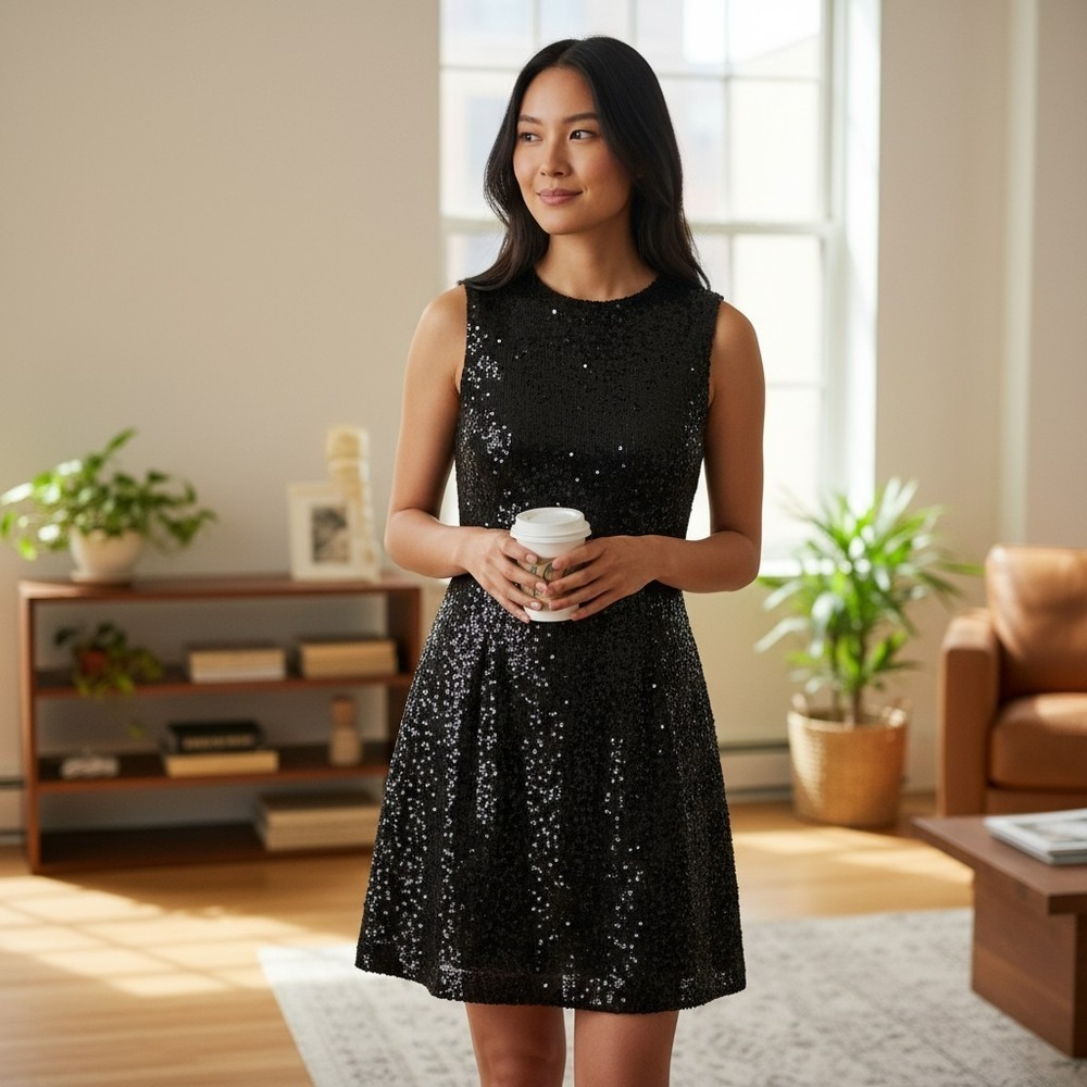 MSGM‎ Glitter A-Line Dress – Midnight Blue, Size US2 / IT3